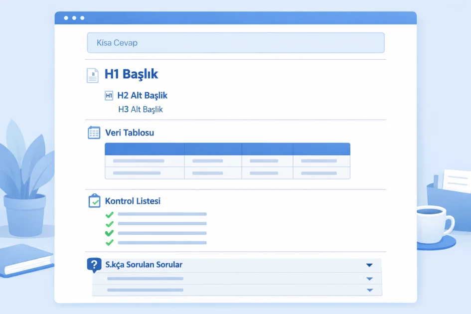AEO İçerik Şablonu: Kısa Cevap, Liste, Tablo ve FAQ Yapısı